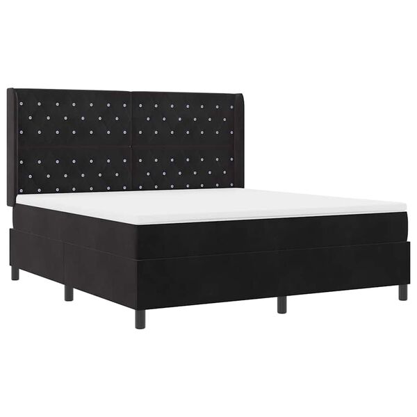 vidaXL Cama con Box Spring LED y Colch&oacute;n Negro 180 x 200 cm Terciopelo
