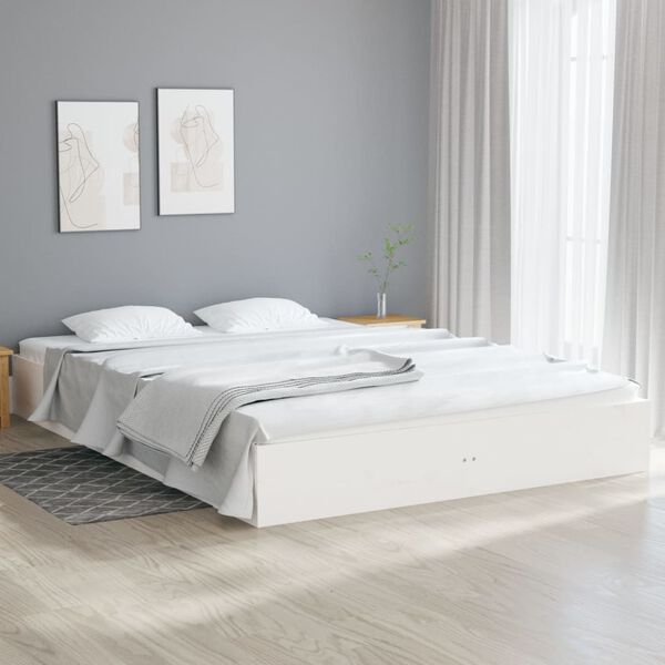 vidaXL Estructura de cama sin colch&oacute;n madera maciza blanco 140x200 cm