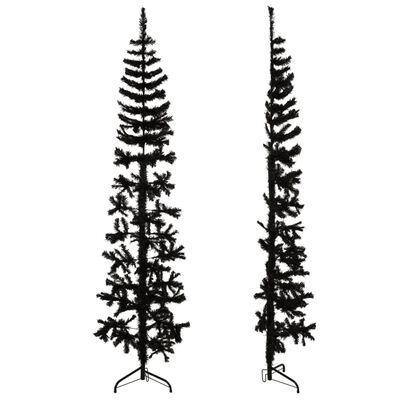 vidaXL Medio árbol de Navidad artificial con soporte negro 210 cm