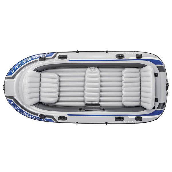 Intex Barca inflable Excursion 5 con motor de arrastre y soporte