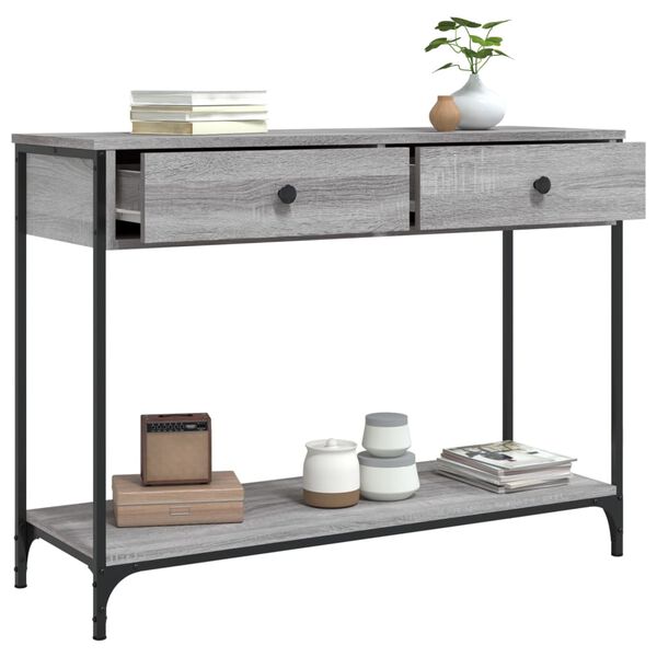 vidaXL Mesa consola madera de ingeniería gris Sonoma 100x34,5x75 cm