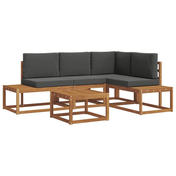 vidaXL Conjunto de sof&aacute;s de exterior 5 Pieza Natural y Antracita