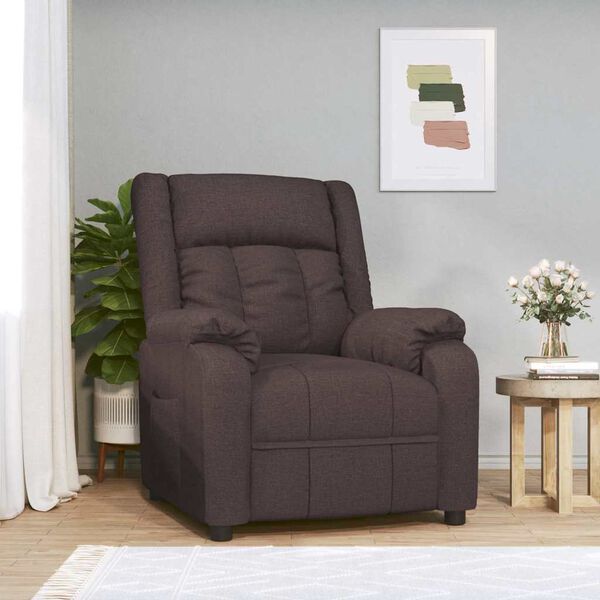 vidaXL Sill&oacute;n reclinable Marr&oacute;n oscuro 82 x 93 x 96 cm tela