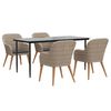 vidaXL Juego de comedor de jardín 5 piezas con cojines marrón