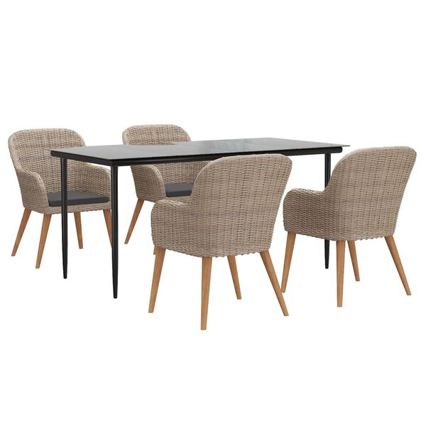 vidaXL Juego de comedor de jardín 5 piezas con cojines marrón