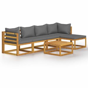 vidaXL Juego de muebles jard&iacute;n 6 pzas con cojines madera maciza acacia