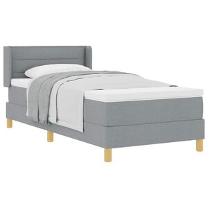 vidaXL Cama con Somier con colch&oacute;n Gris claro 90 x 200 cm tela