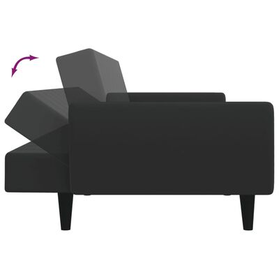 vidaXL Sofá cama de 2 plazas con taburete terciopelo negro