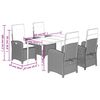 vidaXL Set comedor de jard&iacute;n 5 pzas cojines rat&aacute;n sint&eacute;tico gris claro