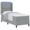vidaXL Cama Box Spring LED con colch&oacute;n Gris Claro 80 x 200 cm tela