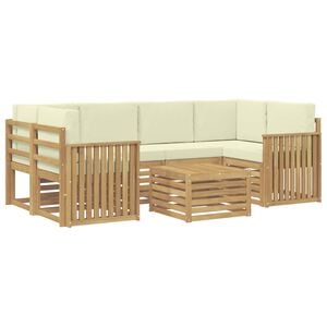 vidaXL Conjunto de sof&aacute;s de exterior 7 uds. Blanco y Crema Poli&eacute;ster