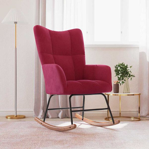vidaXL Silla mecedora de terciopelo rojo vino tinto