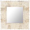 vidaXL Espejo de madera maciza de mango blanco 50x50 cm
