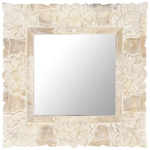 vidaXL Espejo de madera maciza de mango blanco 50x50 cm