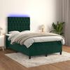 vidaXL Cama box spring colch&oacute;n y LED terciopelo verde oscuro 120x200cm