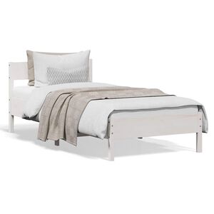 vidaXL Estructura de cama sin colch&oacute;n madera maciza blanca 90x190 cm