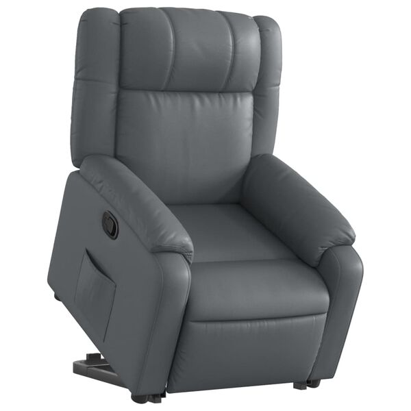 vidaXL Sill&oacute;n reclinable elevable cuero artificial gris