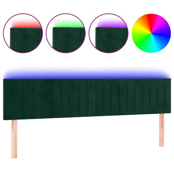 vidaXL Cabecero con LED de terciopelo verde oscuro 180x5x78/88 cm