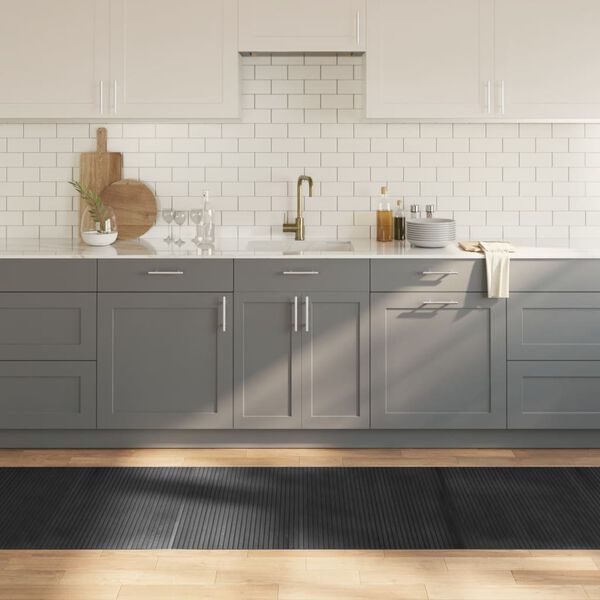 vidaXL Alfombra rectangular bamb&uacute; gris 80x300 cm