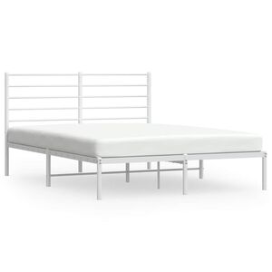 vidaXL Estructura cama sin colch&oacute;n con cabecero metal blanco 135x190cm
