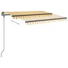 vidaXL Toldo manual retr&aacute;ctil con postes amarillo y blanco 3,5x2,5 m
