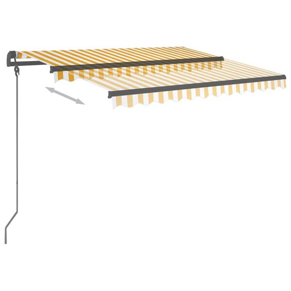 vidaXL Toldo manual retr&aacute;ctil con postes amarillo y blanco 3,5x2,5 m