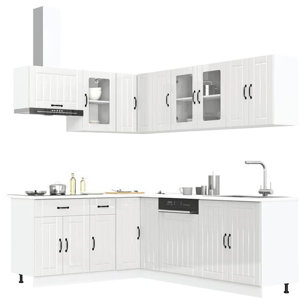 vidaXL Mueble cocina Lucca blanco brillo 11 pzas madera contrachapada
