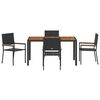 vidaXL Conjunto de Comedor de Jard&iacute;n 5 pcs Negro rat&aacute;n sint&eacute;tico