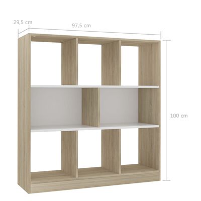 vidaXL Estantería madera contrachapada blanco y roble 97,5x29,5x100 cm