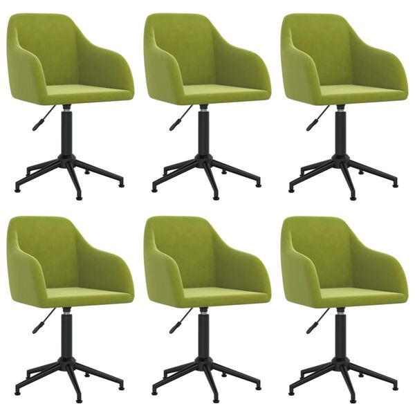 vidaXL Silla de comedor giratoria 6 uds terciopelo verde claro