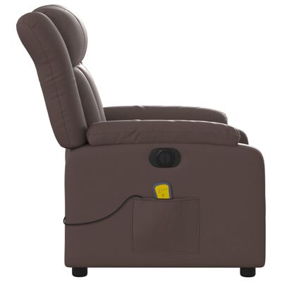 vidaXL Sillón de masaje reclinable eléctrico cuero sintético marrón
