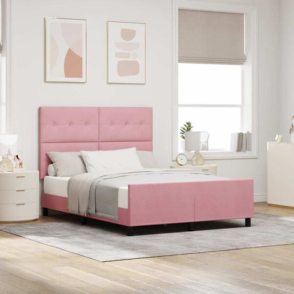 vidaXL Cama tipo Box Spring con cabecera Rosa 140 x 200 cm Terciopelo