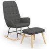 vidaXL Sill&oacute;n mecedora con taburete tela gris oscuro