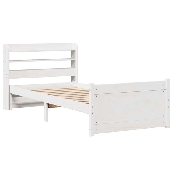 vidaXL Estructura de cama con cabecero sin colchón blanco 90x200 cm