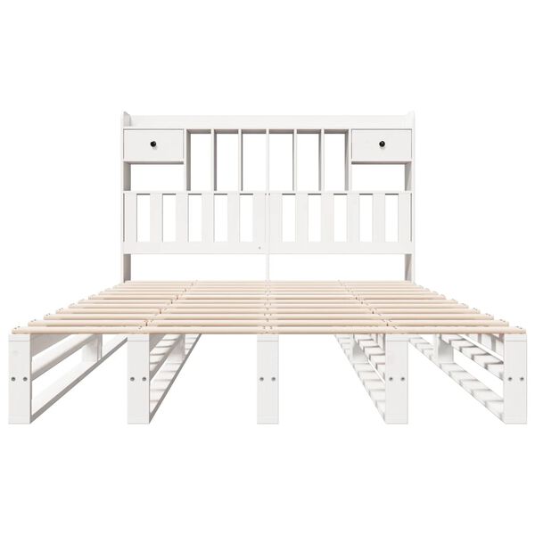 vidaXL Cama con estantería sin colchón madera maciza blanca 150x200 cm