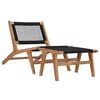 vidaXL Tumbona con reposapi&eacute;s madera maciza de teca y cuerda