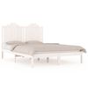 vidaXL Estructura de cama doble sin colch&oacute;n madera maciza blanco