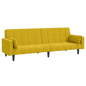vidaXL Sof&aacute; cama de 2 plazas con dos almohadas terciopelo amarillo