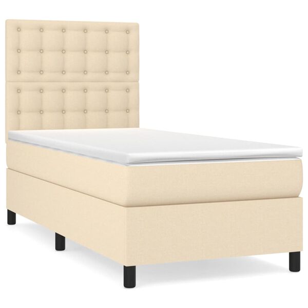 vidaXL Cama box spring con colch&oacute;n tela color crema 80x200 cm