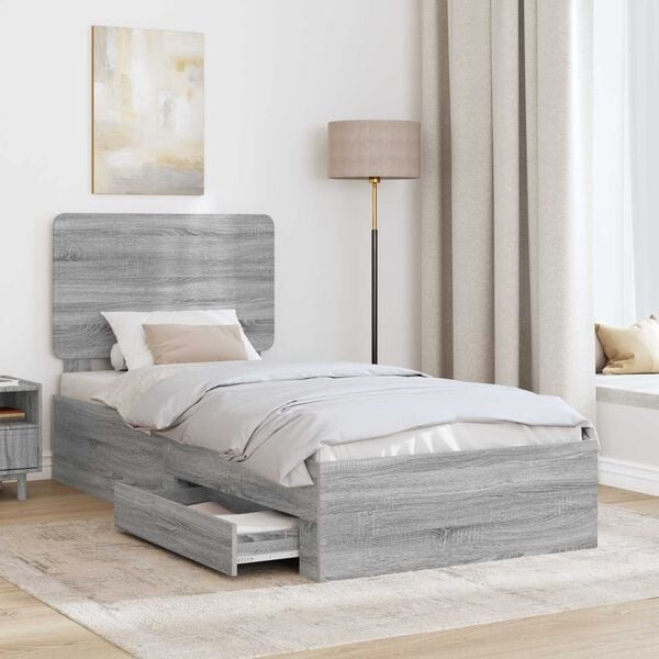 vidaXL Estructura de cama Gris Sonoma 75 x 190 cm Madera de ingeniería