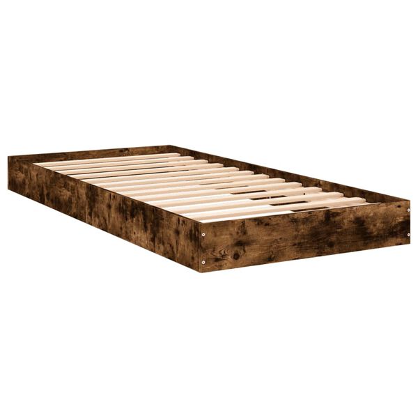vidaXL Estructura cama sin colch&oacute;n madera roble ahumado 75x190 cm