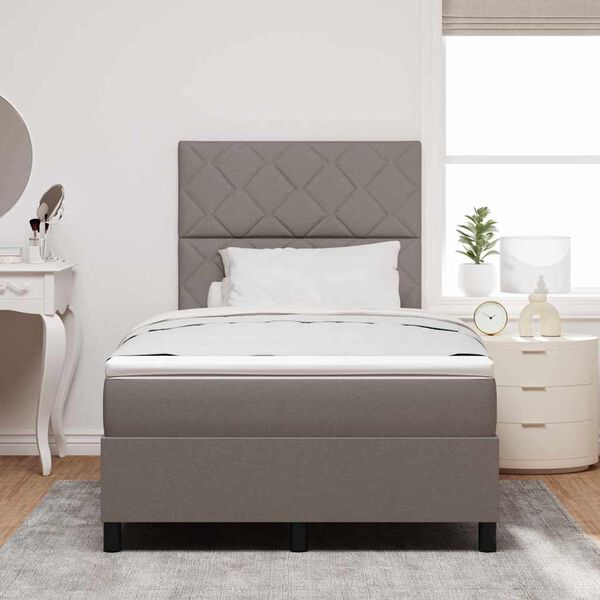 vidaXL Cama tipo Box Spring con colch&oacute;n Taup&eacute; 120 x 190 cm tela