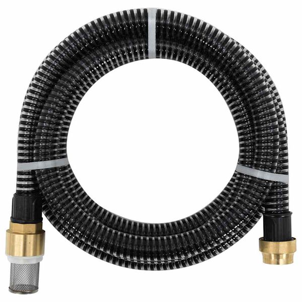 vidaXL Manguera de succión con conectores de latón PVC negro 29 mm 10m