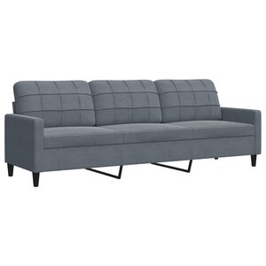 vidaXL Sof&aacute; de 3 plazas terciopelo gris oscuro 210 cm