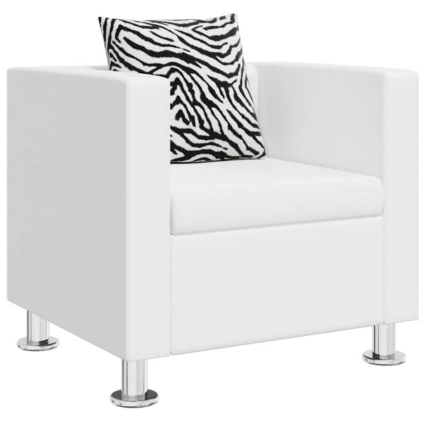 vidaXL Sill&oacute;n de cuero sint&eacute;tico blanco