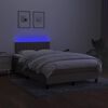 vidaXL Cama box spring con colch&oacute;n y LED tela gris taupe 120x190 cm