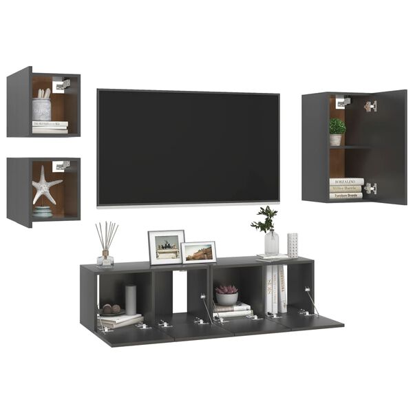 vidaXL Set de muebles de sal&oacute;n 5 piezas madera ingenier&iacute;a gris