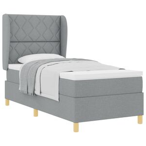 vidaXL Cama tipo Box Spring con colch&oacute;n Gris Claro 200 x 100 cm tela