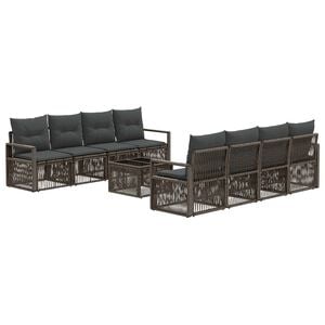 vidaXL Conjunto de sof&aacute;s de jard&iacute;n 9 uds. Gris rat&aacute;n sint&eacute;tico