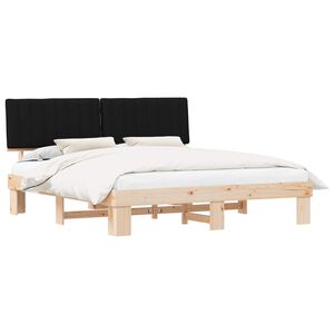 vidaXL Estructura de Cama con Cabecera Tapizada Negro 180 x 200 cm
